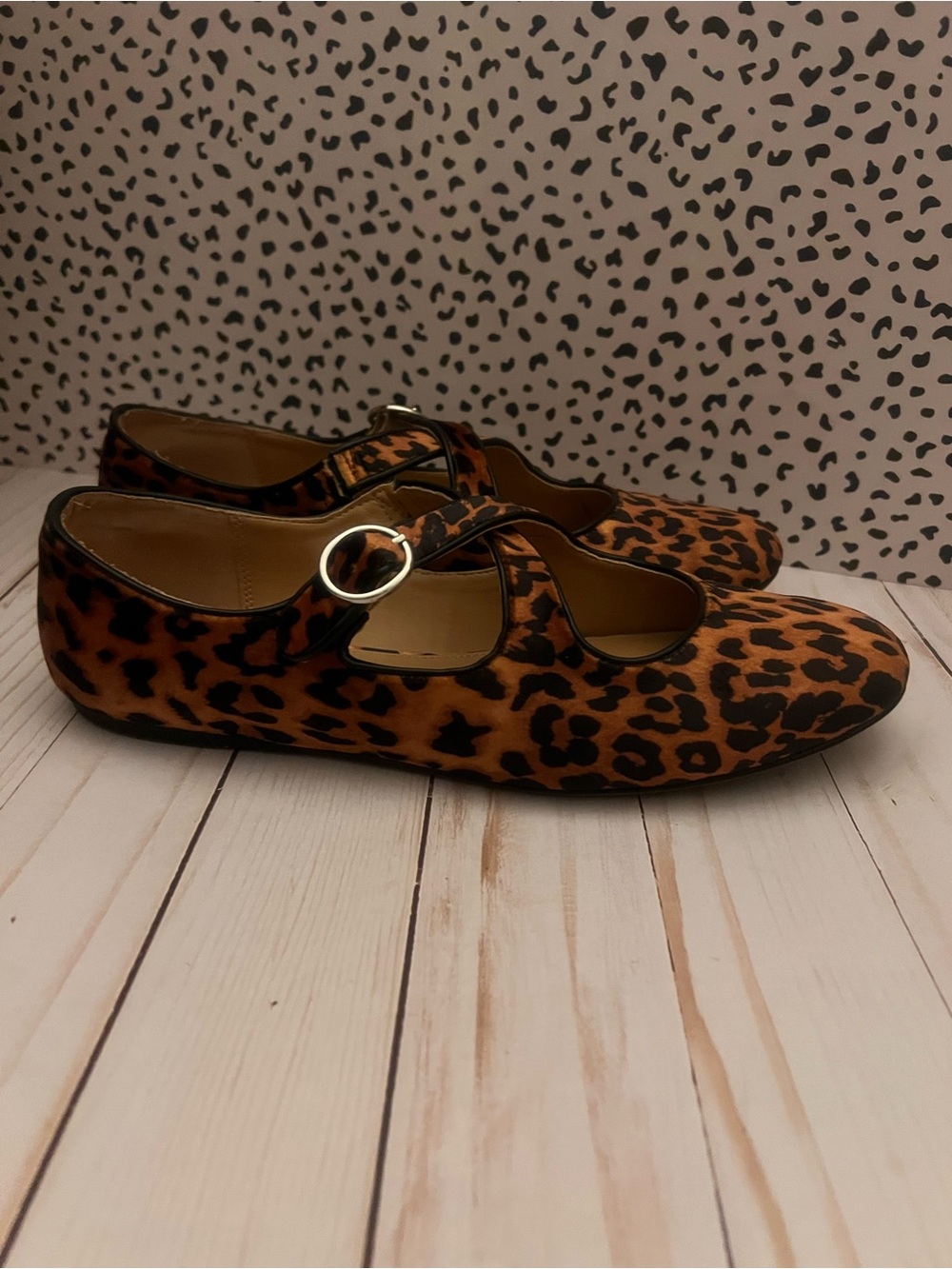 a new day Leopard Print Mary Jane Flats in Brown and Black